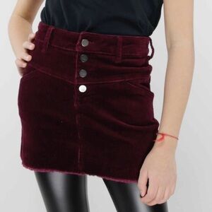 Tractr Yoke Girls Burgundy Corduroy Mini Skirt 10